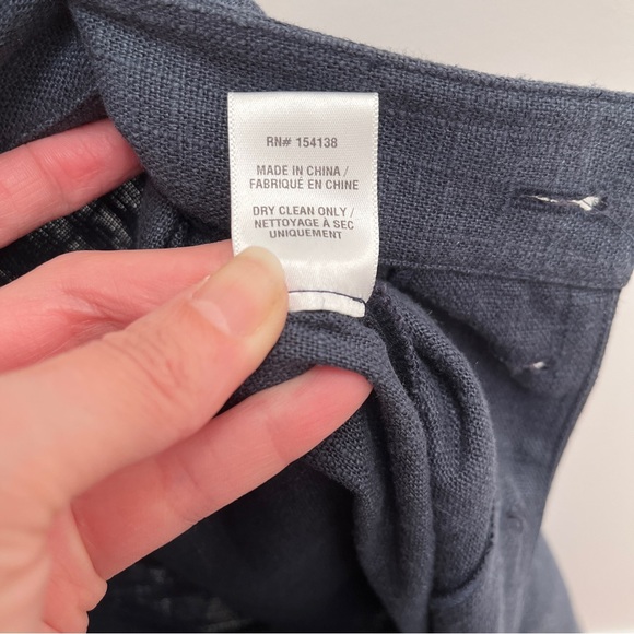 STAUD Martin linen blend wide leg pants navy blue high waisted patch pockets - Picture 7 of 9